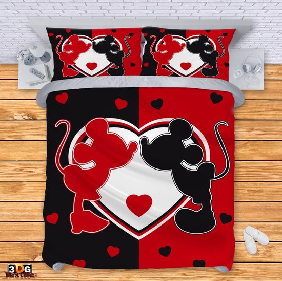 Bed Linen Mickey and Mini Black Red