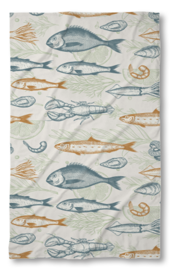 Beach Towel Fishes Beige