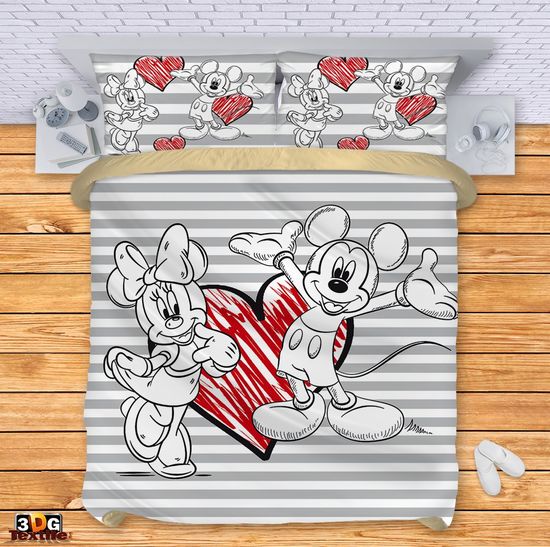 Bed Linen Mickey and Mini Heart