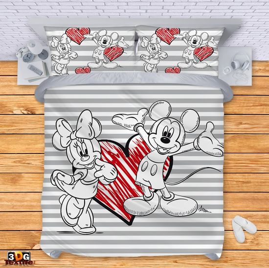 Bed Linen Mickey and Mini Heart