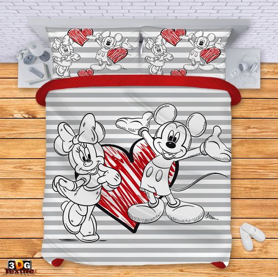 Bed Linen Mickey and Mini Heart