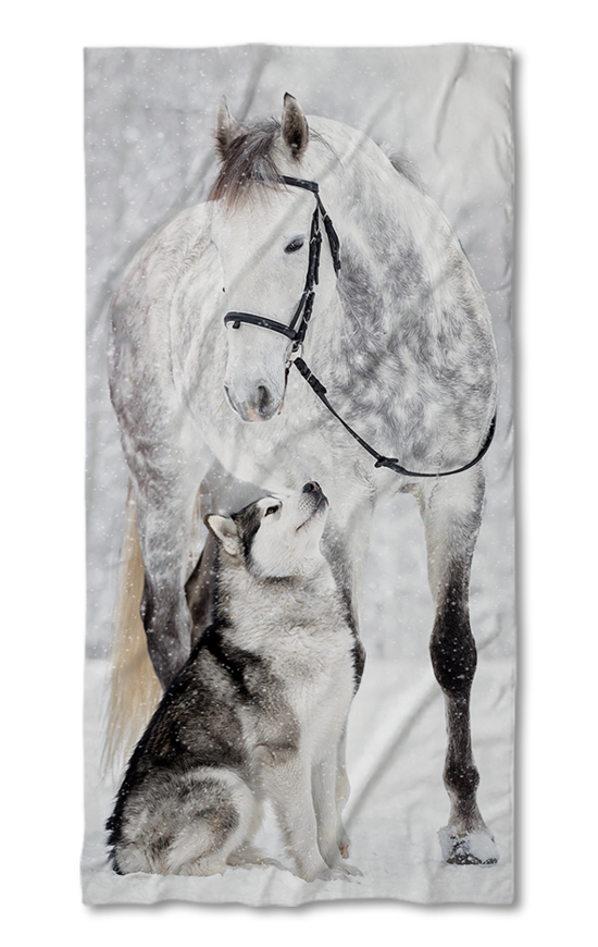 Beach Towel Horse and Wolf