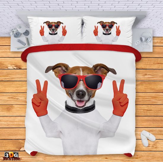 Bed Linen Dog with Glasses