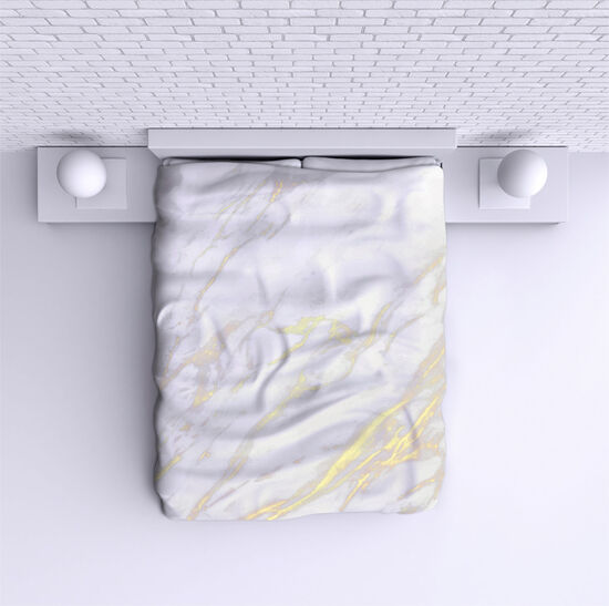 Bed Cover White Marble 2