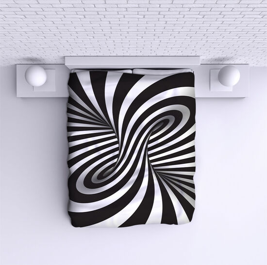 Bed Cover Black and White Illusion 1
