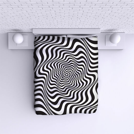 Bed Cover Black and White Illusion 2