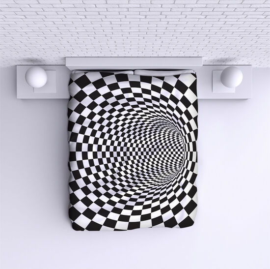 Bed Cover Black and White Illusion 4