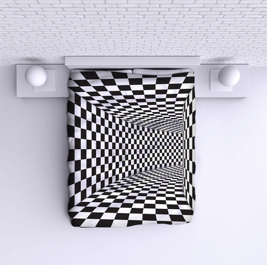 Bed Cover Black and White Illusion 5