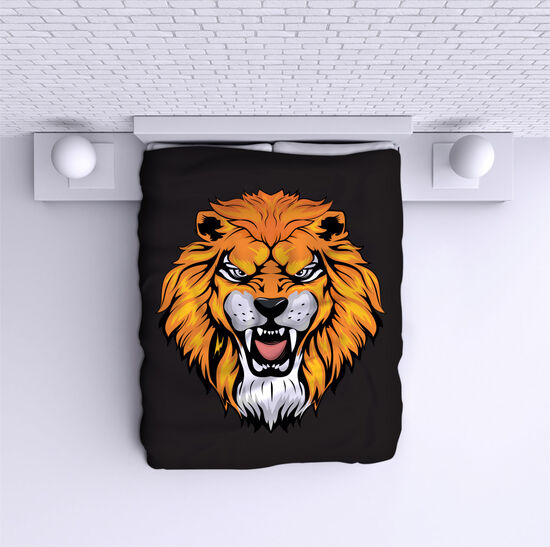 Bed Cover  BlackBackground Lion