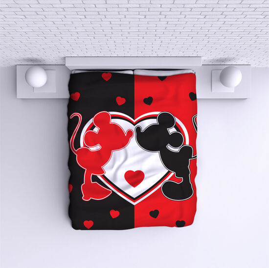 Bed Cover Minnie Mickey Black Red
