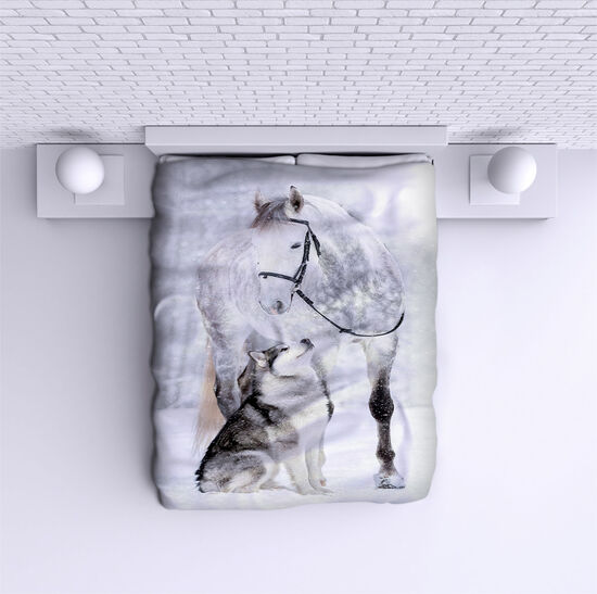 Bed Cover Horse and Wolf