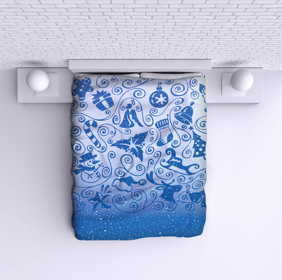 Bed Cover Christmas in Blue