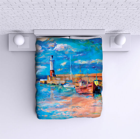Bed Cover Lighthouse and Boats