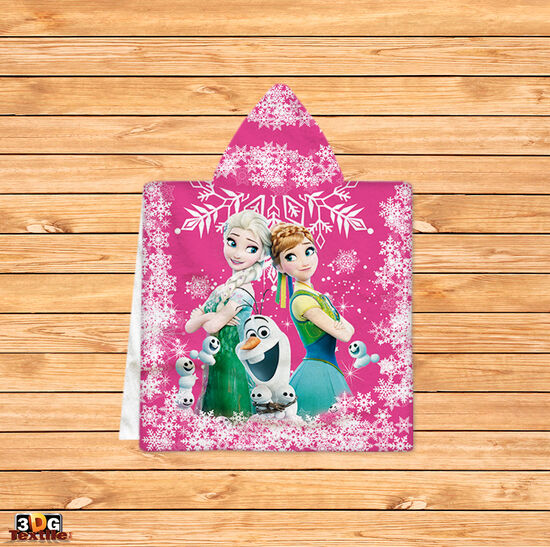 Kids Poncho Towel Frozen pink