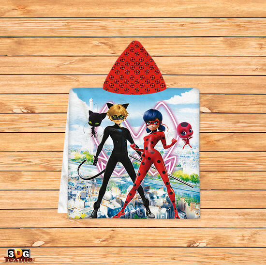 Kids Poncho Towel Ladybug and Cat Noir