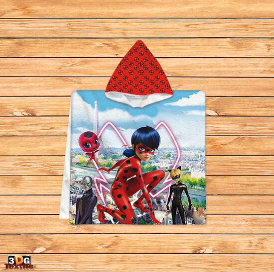 Kids Poncho Towel Ladybug and Cat Noir