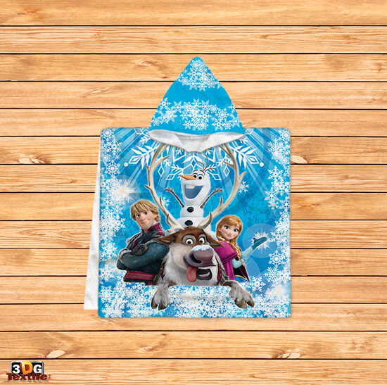 Kids Poncho Towel Frozen Blue