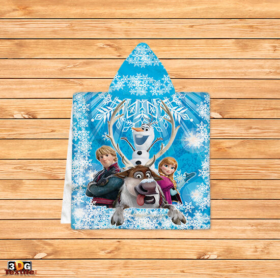 Kids Poncho Towel Frozen Blue