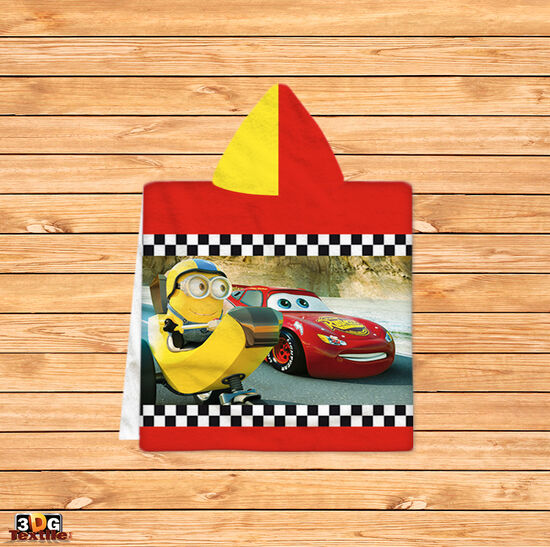 Kids Poncho Towel Cars And Minions