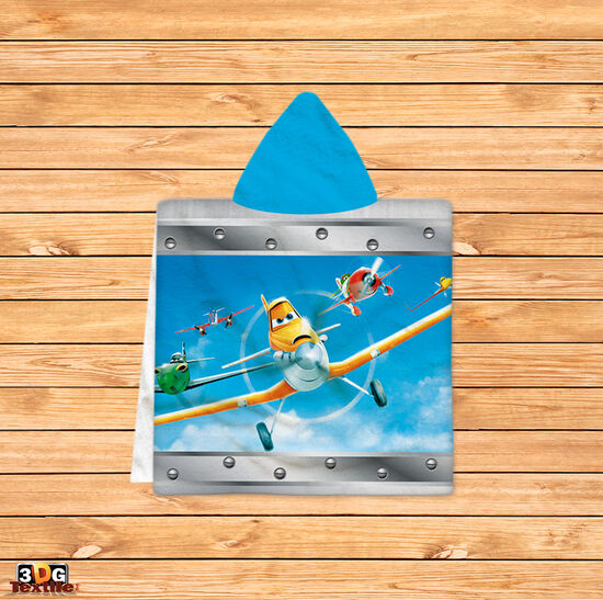 Kids Poncho Towel Planes