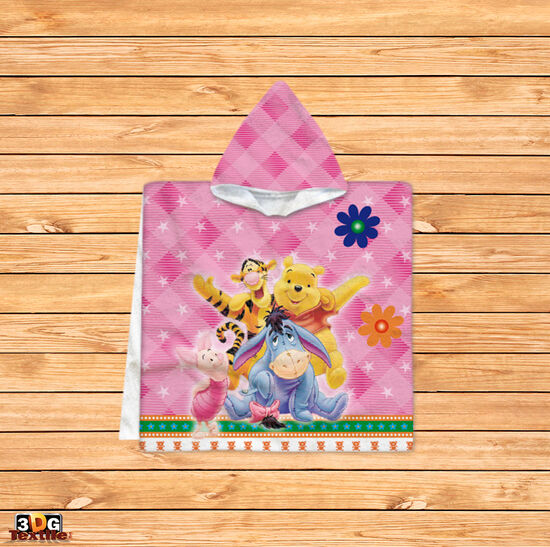 Kids Poncho Towel Pooh in Pink