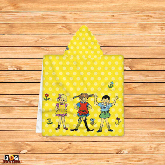 Kids Poncho Towel Pippi Longstocking