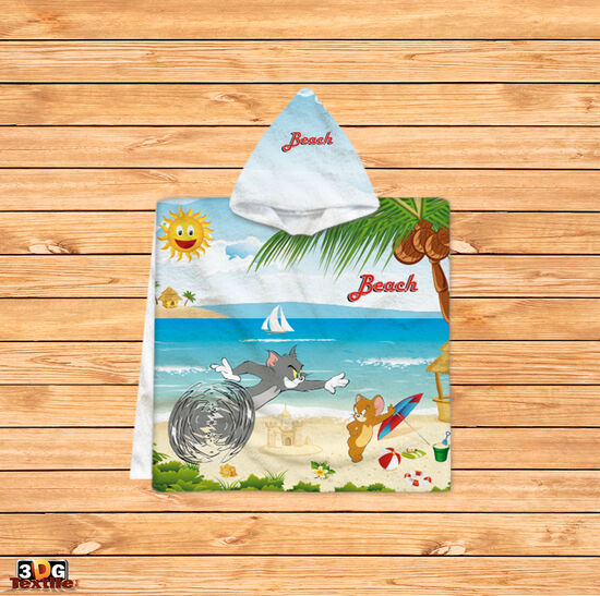 Kids Poncho Towel Tom and Jerry