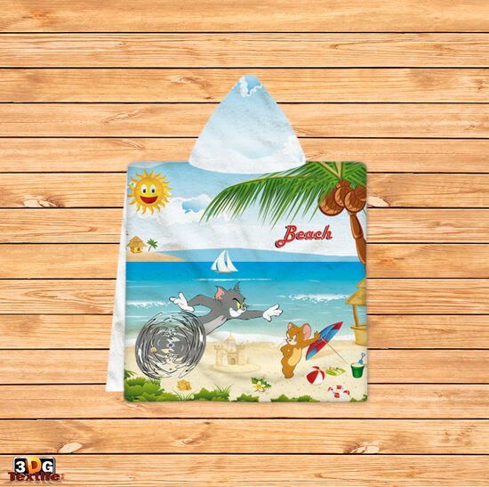 Kids Poncho Towel Tom and Jerry