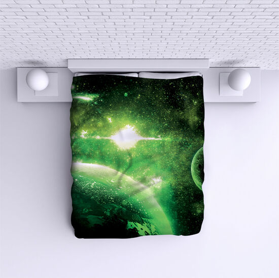Bed Cover Green Galaxy