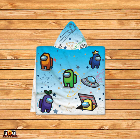 Kids Poncho Towel Among Us
