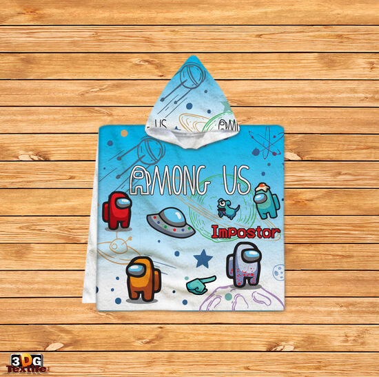 Kids Poncho Towel Among Us