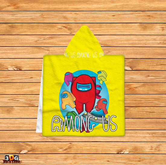 Kids Poncho Towel Among Us Yellow 2021