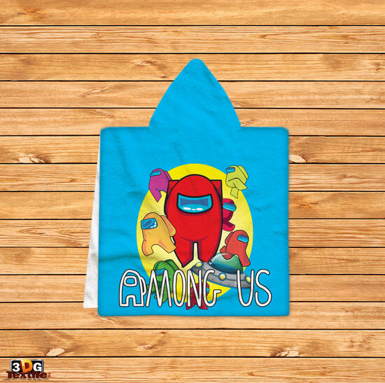 Kids Poncho Towel Among Us Blue 2021