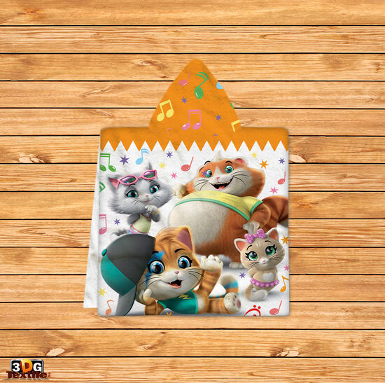 Kids Poncho Towel 44 Cats