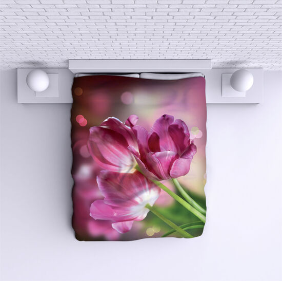 Bed Cover Red Flowers