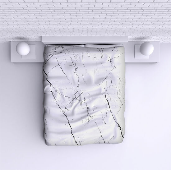 Bed Cover White Marble