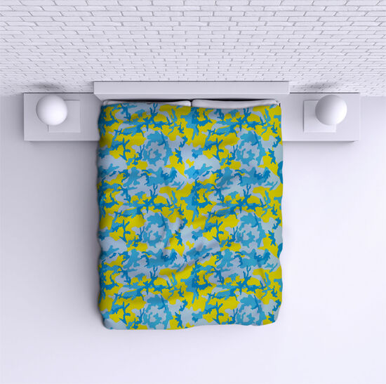 Bed Cover Blue-yellow camouflage