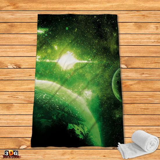 Fleece Blanket Green Galaxy