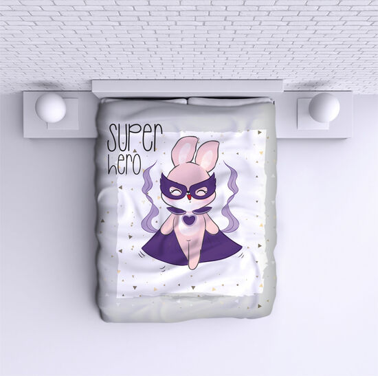 Bed Cover Super hero rabbit