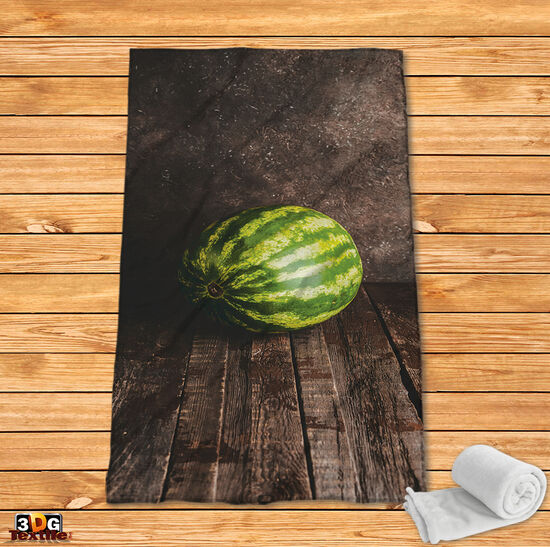 Fleece Blanket Watermelon on a wood