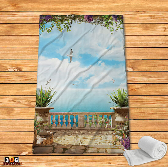 Fleece Blanket Balcony in paradise