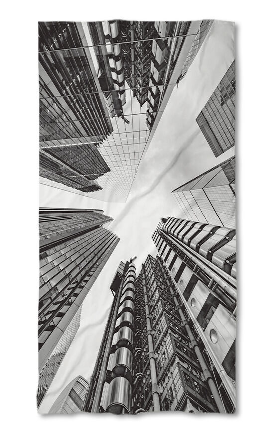 Beach Towel Black and white buildings