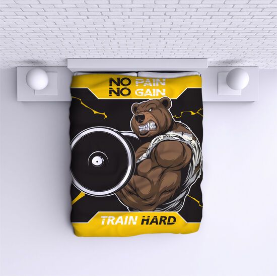 Bed Cover No pain no gain Bear