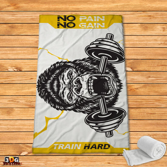 Fleece Blanket No pain no gain Gorilla