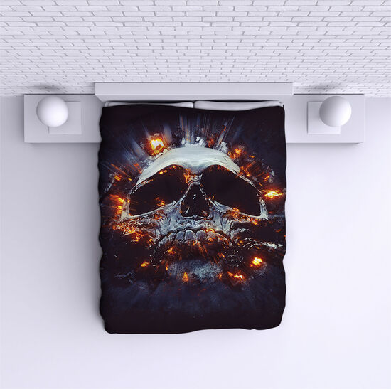 Bed Cover Flaming skull 2