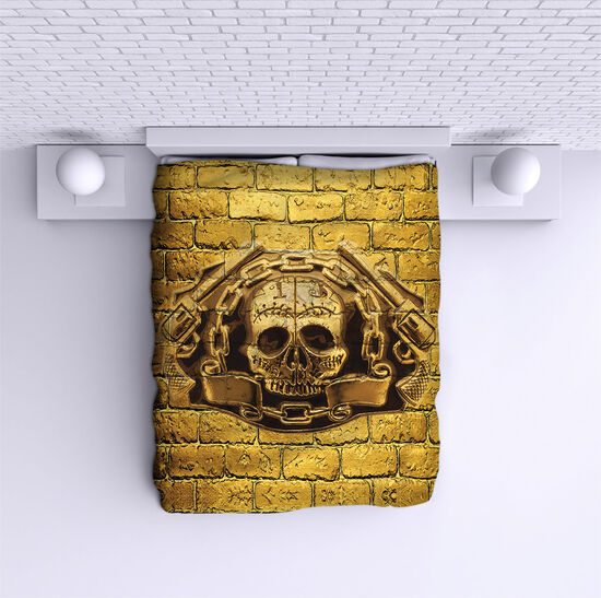Bed Cover Golden skull