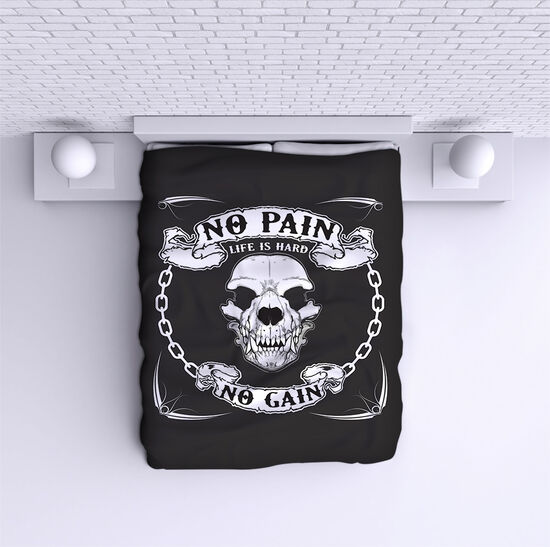 Bed Cover No pain no gain scull