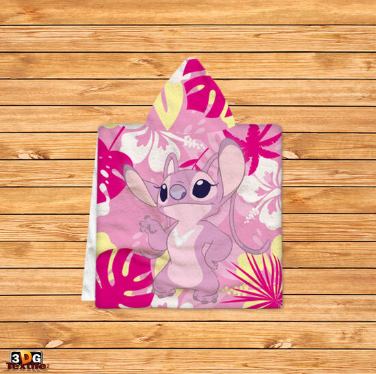 Kids Poncho Towel Stitch pink