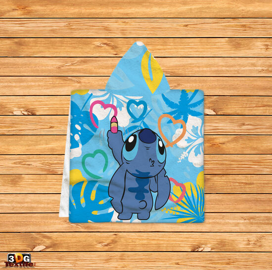 Kids Poncho Towel Stitch blue
