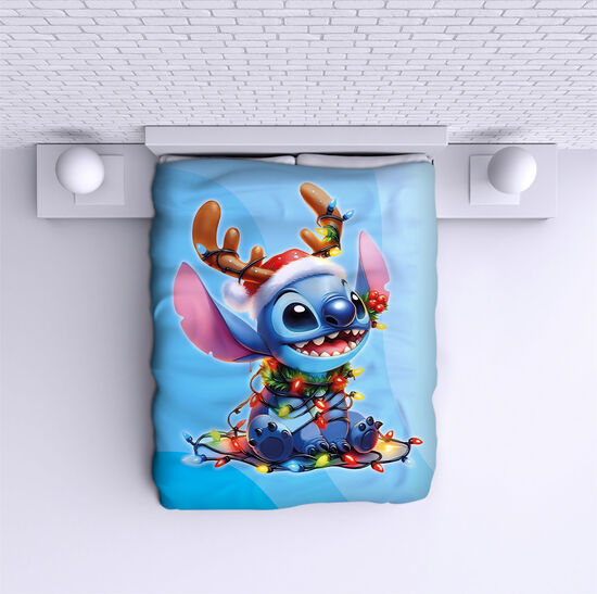 Bed Cover Stitch Christmas blue